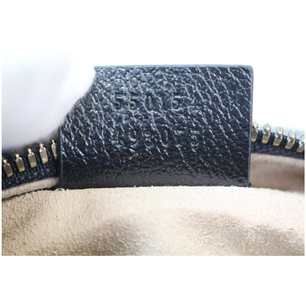 GUCCI Stripe GG Marmont Mini Round Leather Crossbody Bag Black/Beige 550154