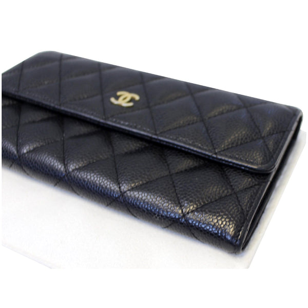 Chanel Gusset Flap Caviar Wallet Black
