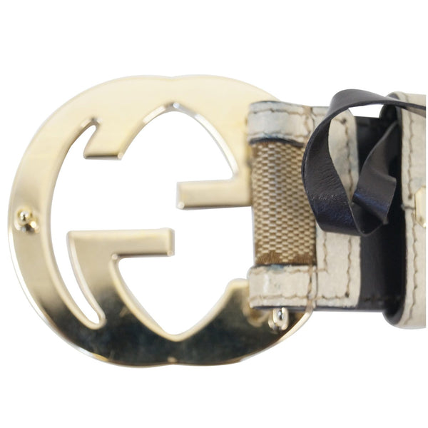 GUCCI Interlocking G Buckle GG Monogram Belt Beige 90/36