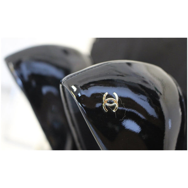 CHANEL Black Leather Open Toe Pumps 39.1/2 Black-US