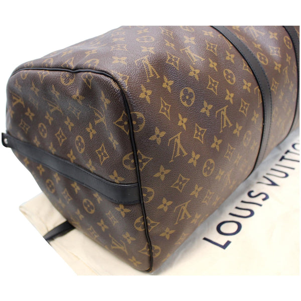 LOUIS VUITTON Keepall Bandouliere 55 Monogram Macassar Travel Bag Brown