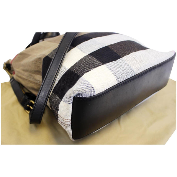 BURBERRY Susanna Medium Leather Canvas Check Shoulder Bag Brown