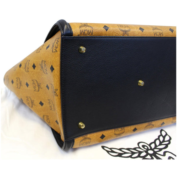 MCM Vintage Visetos Small Cognac Tote Bag Black - back view