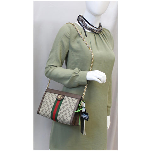 Gucci Ophidia GG Small Supreme Canvas Shoulder Bag Beige