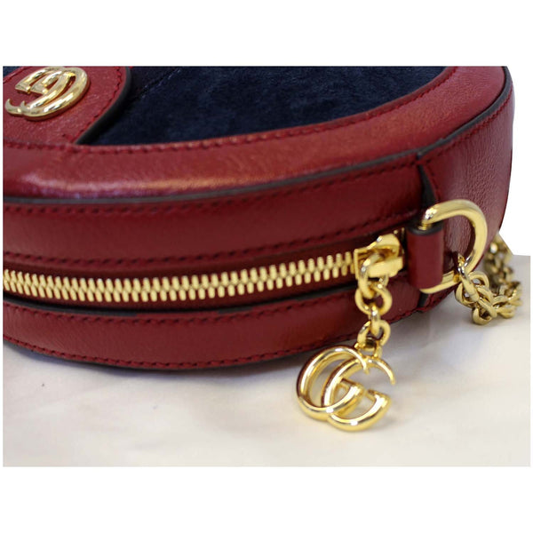GUCCI Ophidia Mini GG Round Leather Shoulder Crossbody Bag 550618 Red