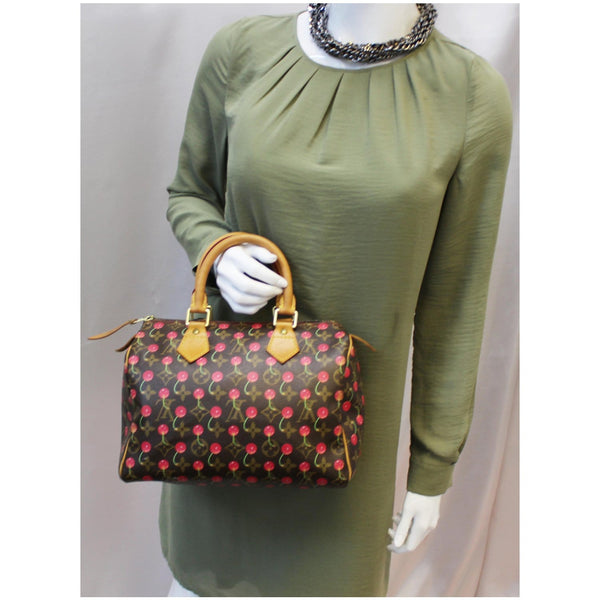 LOUIS VUITTON Cerises Speedy 25 Monogram Canvas Satchel Bag Brown-US