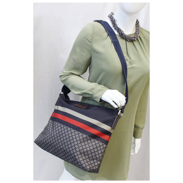 Gucci Crossbody Bag Diamante Nylon Messenger Navy for women