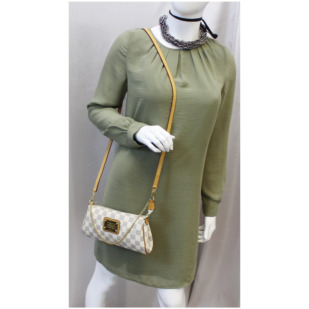 Louis Vuitton Eva Pochette Damier Azur Clutch Crossbody Bag