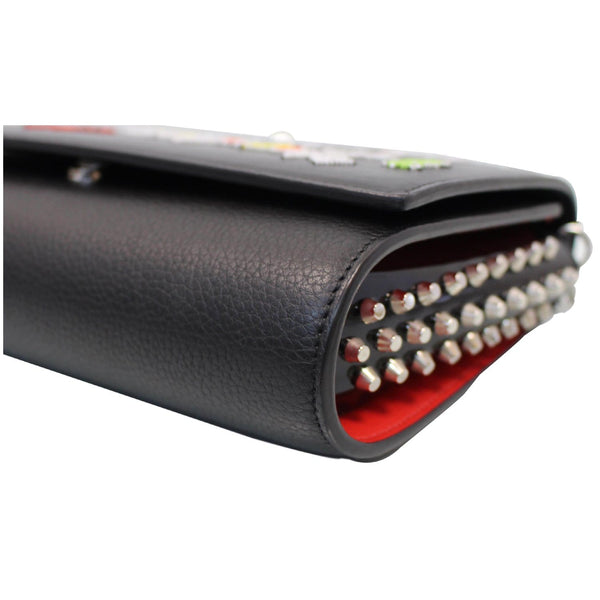 CHRISTIAN LOUBOUTIN Paloma Loubitag Leather Chain Clutch Bag Black