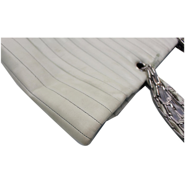 Chanel Tote Bag Large CC Chain Lambskin Cream corner view