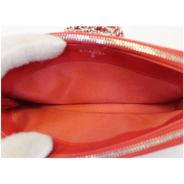 CHANEL Chevron Studded with Chain Lambskin Leather Shoulder Crossbody Bag Red-US