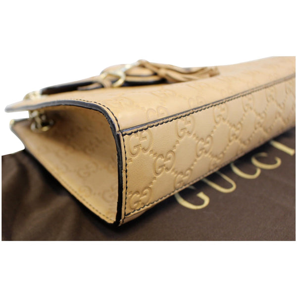 GUCCI Emily Guccissima Leather Chain Shoulder Bag Rose Beige 369621