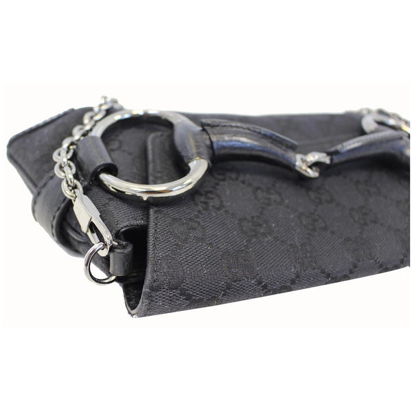GUCCI Horsebit GG Canvas Clutch Bag Black