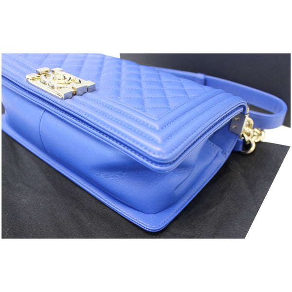 CHANEL Boy Medium Calfskin Leather Shoulder Bag Blue-US