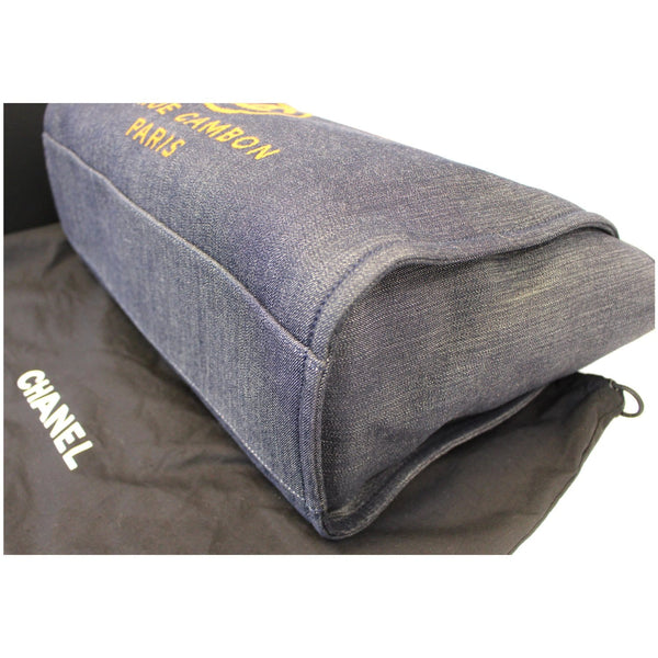 CHANEL Deauville Large Denim Shopping Tote Bag Dark Blue