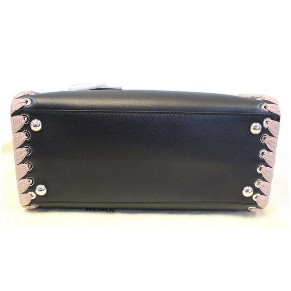 FENDI Petite 2Jours Whipstitch Leather Tote Shoulder Bag Black