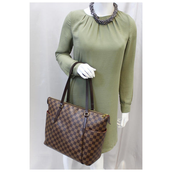 LOUIS VUITTON Totally MM Damier Ebene Shoulder Handbag-US
