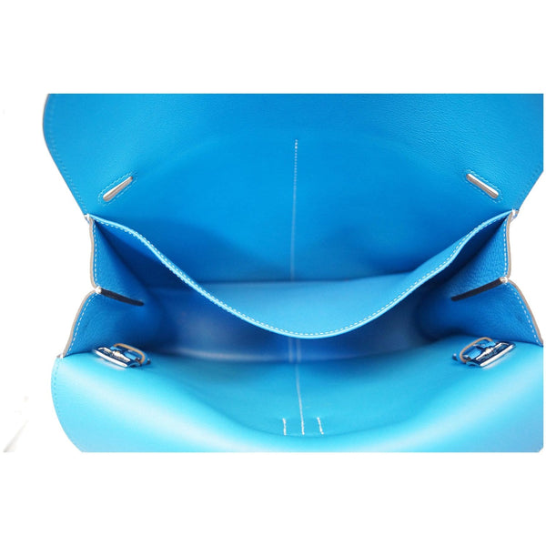 HERMES Halzan 31cm Clemence Leather Crossbody Bag Blue