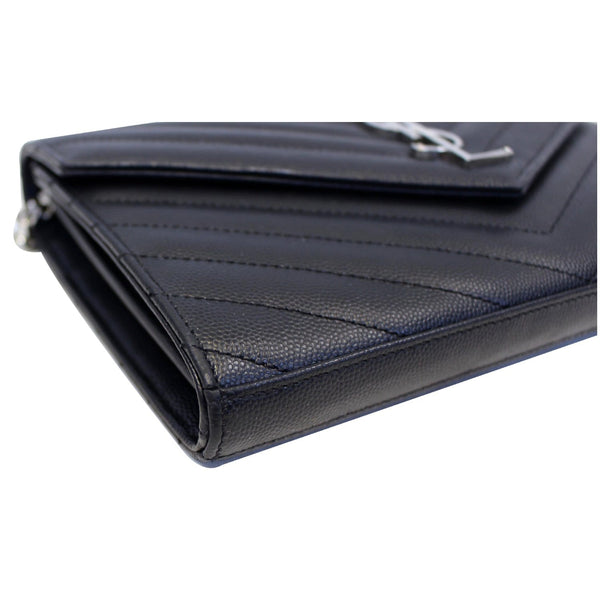 YVES SAINT LAURENT Monogram Grain De Poudre Chain Wallet Black