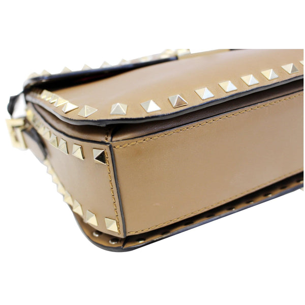 Valentino Rockstud Flap Leather Crossbody Bag Beige-US