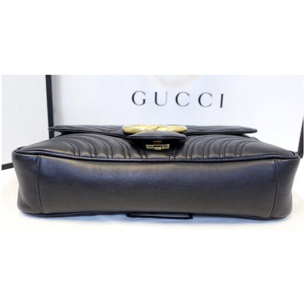 GUCCI GG Marmont Matelasse Leather Shoulder Bag Black 443496