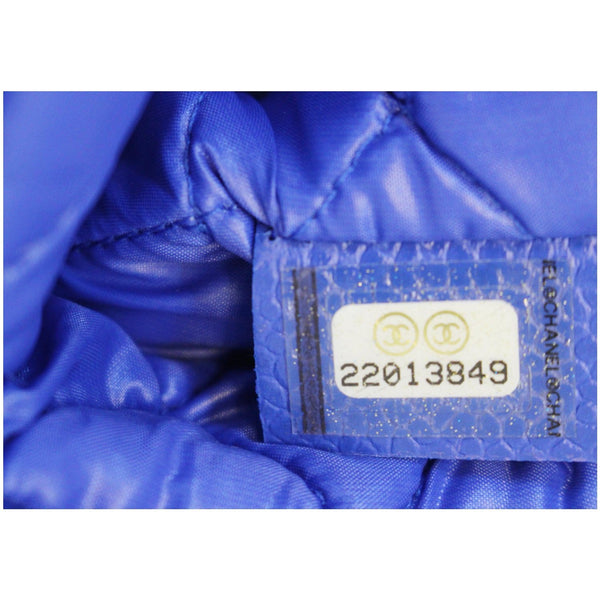 CHANEL Foldover Quilted Caviar Leather Clutch Bag Blue