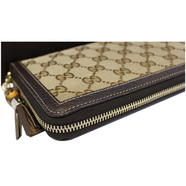 GUCCI Bamboo GG Canvas Zippy Organizer Wallet Beige 232977