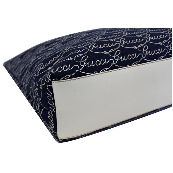 GUCCI Large Blue Canvas White Script Tote Bag 257245