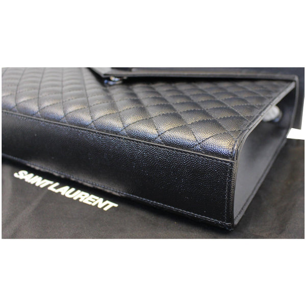 YVES SAINT LAURENT Envelope Large Matelasse Embossed Leather Shoulder Bag Black