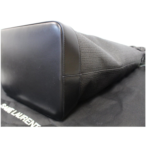 YVES SAINT LAURENT Teddy Canvas/Leather Drawstring Shopping Tote Black - Last Call