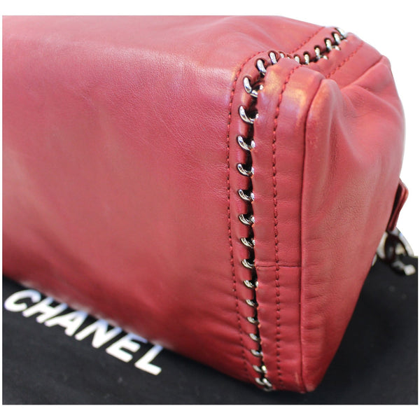 CHANEL Smooth Calfskin Petit Luxe Ligne Bowler Satchel Bag Red-US