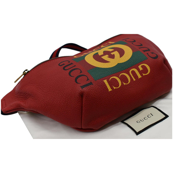 GUCCI Print Medium Leather Belt Waist Bum Bag Red 530412