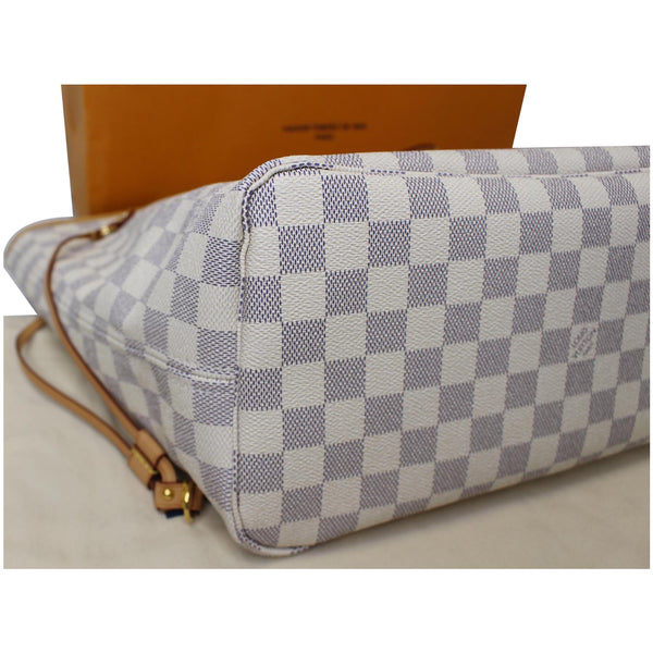 LOUIS VUITTON Neverfull MM Damier Azur Tote Shoulder Bag White