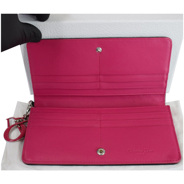 CHRISTIAN DIOR Cannage Lady Dior Charm Leather Wallet Black