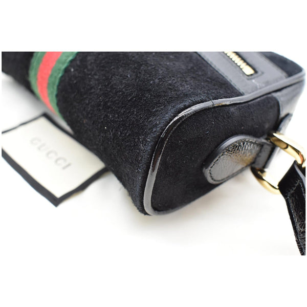 GUCCI Ophidia Mini Web Suede Leather Crossbody Bag Black 517350