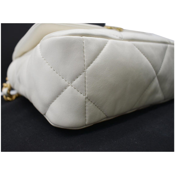 CHANEL 19 Small Flap Lambskin Leather Shoulder Bag White