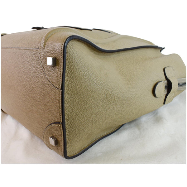 CELINE Drummed Calfskin Leather Mini Luggage Tote Bag Dune