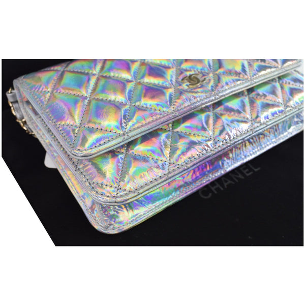 CHANEL Timeless Classic WOC Goatskin Wallet on Chain Bag Iridescent Silver