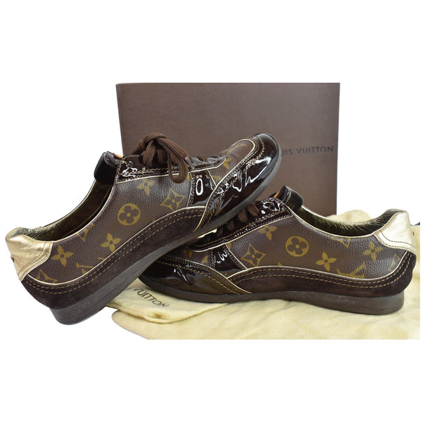 Louis Vuitton Monogram Patent Globe Trotter Sneaker US8 - full front view