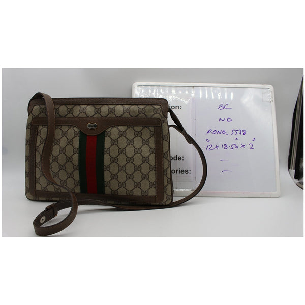 GUCCI Vintage Web Detail GG Canvas Shoulder Bag Beige