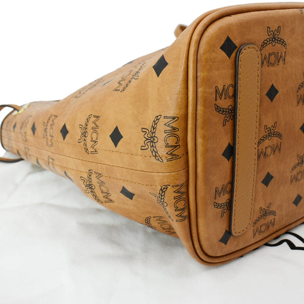 MCM Reversible Liz Medium Visetos Canvas Shopper Tote Bag Cognac