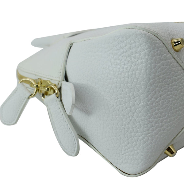 BURBERRY Grainy Leather Bowling Shoulder Bag White