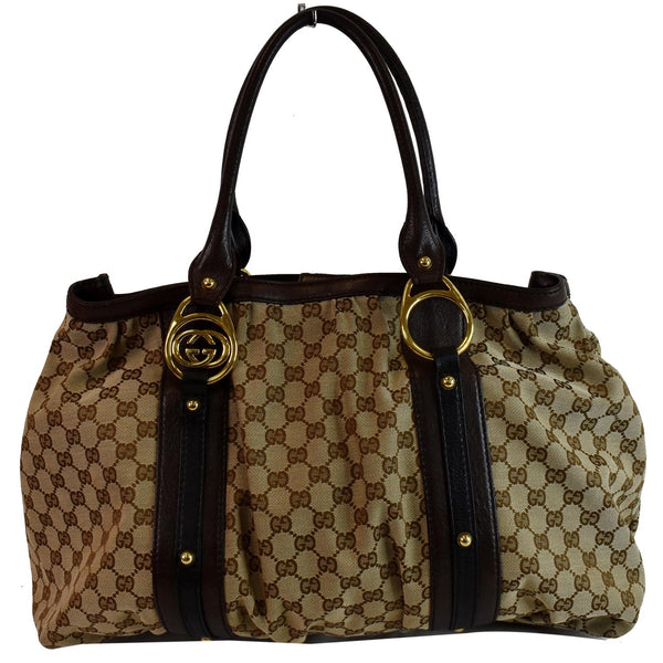 GUCCI Interlocking Large GG Canvas Tote Bag Beige 223954