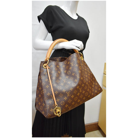 LOUIS VUITTON Artsy MM Monogram Canvas Shoulder Bag Brown