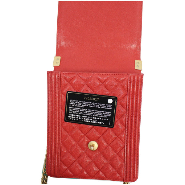 Chanel North South Boy Quilted Caviar Leather Handbag