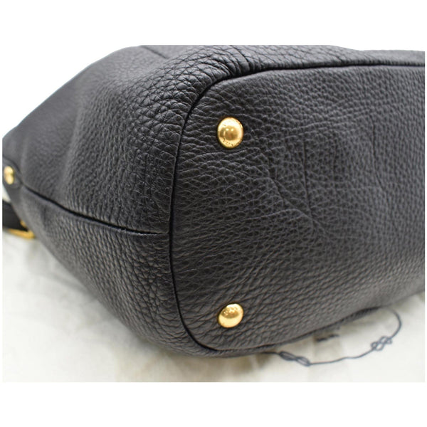 PRADA Sughero Vitello Daino Leather Tote Shoulder Bag Black