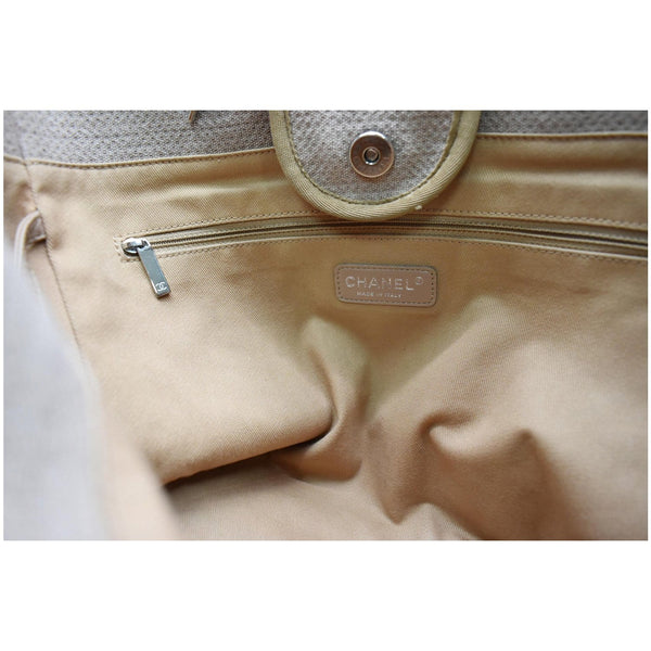 CHANEL Deauville Large Canvas Tote Bag Beige
