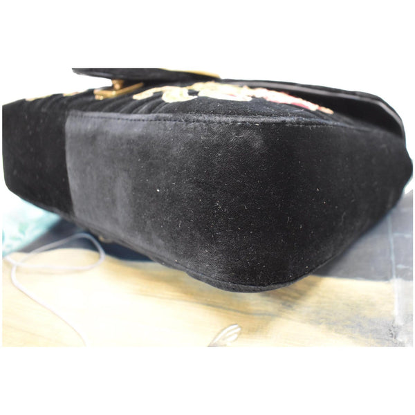 GUCCI Blind For Love Marmont Embroidered Velvet Shoulder Bag Black 443496