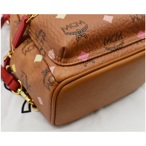 MCM Skyoptic Stark Bebe Boo X Mini Visetos Backpack Bag Cognac