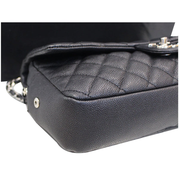 CHANEL Medium Flap Caviar Leather Shoulder Bag Black